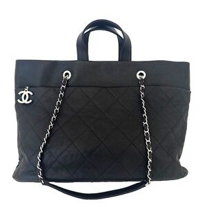 Chanel Cabas Black Caviar Leather Shopping Tote Bag